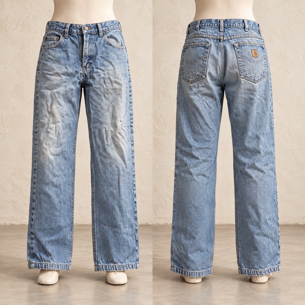 Carhartt B160 DST Relaxed Fit Jeans Light Wash Denim Made in USA 35x32 Mens